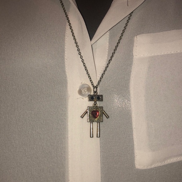 Gold robot of love necklace - Picture 1 of 2